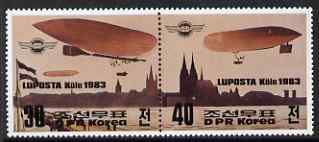 North Korea 1983 Luposta Airmail Exhibition perf se-tenant pair, unmounted mint, SG N2280a