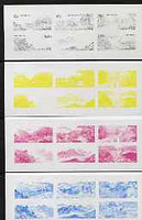North Korea 2001 Kumol Mountains sheetlet containing 5 values - set of 4 imperf progressive proofs comprising the 4 individual colours (magenta, yellow, blue & black) unmounted mint as SG N4144-48