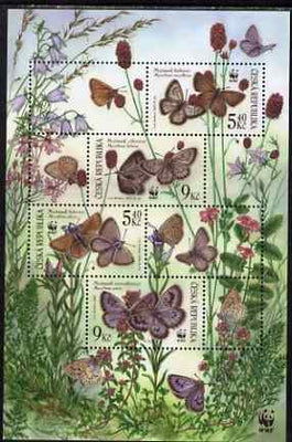 Czech Republic 2002 WWF - Butterflies composite perf sheetlet containing 4 values & 4 labels, unmounted mint, SG MS328