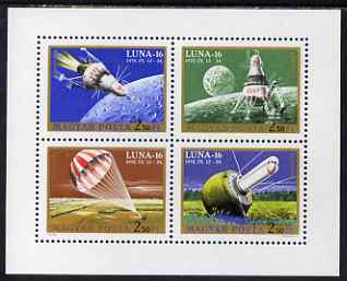 Hungary 1971 Lunar 16 Space Mission perf m/sheet containing set of 4 unmounted mint, SG MS 2571
