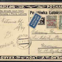 Poland 1934 Katowice Philatelic Exhibition opt on 20g grey on postcard with special exhibition postmark
