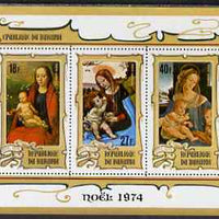 Burundi 1974 Christmas perf msheet (18f, 27f & 40f) unmounted mint, SG MS1004b