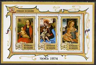 Burundi 1974 Christmas perf msheet (18f, 27f & 40f) unmounted mint, SG MS1004b