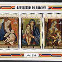 Burundi 1976 Christmas Charity perf msheet (5f+2f, 13f+2f & 27f+2f) unmounted mint, SG MS1161a