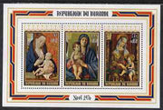 Burundi 1976 Christmas Charity perf msheet (5f+2f, 13f+2f & 27f+2f) unmounted mint, SG MS1161a