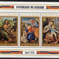 Burundi 1976 Christmas Charity perf msheet (18f+2f, 31f+2f & 40f+2f) unmounted mint, SG MS1161b