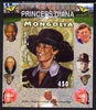 Mongolia 2007 Tenth Death Anniversary of Princess Diana 450f imperf m/sheet #17 unmounted mint (Churchill, Kennedy, Mandela, Roosevelt & Butterflies in background)