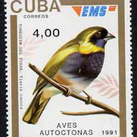 Cuba 1991 Express Mail Stamp - 4p Cuban Grassquit Bird unmounted mint SG E3641
