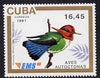 Cuba 1991 Express Mail Stamp - 16p45 Bee Hummingbird unmounted mint SG E3644