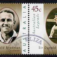 Australia 1997 Legends (1st series) Sir Donald Bradman perf se-tenant set of 2 fine used SG 1663a