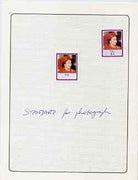 Fiji 1986 Queen’s 60th Birthday paste-up Proof in Format folder comprising the frame pasted over a photo-print of the issued $1 stamp but without value or Silver printing.,Complete with issued stamp, the proof is endorsed ‘Standar……Details Below