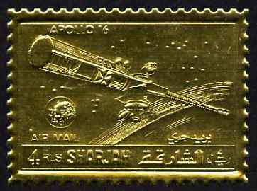 Sharjah 1972 Apollo 16 perf 4r embossed in gold foil unmounted mint, as Mi 1058A