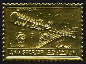Sharjah 1972 Apollo 16 perf 4r embossed in gold foil unmounted mint, as Mi 1058A