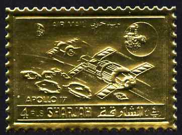 Sharjah 1972 Apollo 17 perf 4r embossed in gold foil unmounted mint, as Mi 1060A