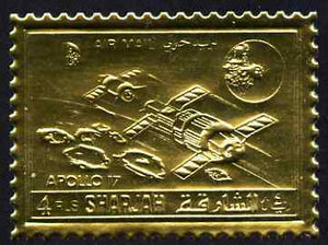 Sharjah 1972 Apollo 17 perf 4r embossed in gold foil unmounted mint, as Mi 1060A
