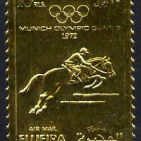 Fujeira 1972 Munich Olympic Games perf 10r Show-Jumping embossed in gold foil as Mi 1092A unmounted mint