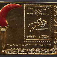 Fujeira 1972 Munich Olympic Games 10r Show-Jumping Airmail m/sheet embossed in gold foil unmounted mint as Mi BL 111A