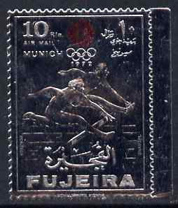 Fujeira 1971 Munich Olympic Games perf 10r Hurdling embossed in silver foil unmounted mint as Mi 754A