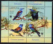 Lithuania 2008 WWF - European Roller perf m/sheet containing set of 4 unmounted mint
