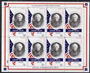 Staffa 1982 Presidents of the United States #12 Zachary Taylor perf sheetlet containing 8 x 12p values unmounted mint