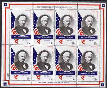 Staffa 1982 Presidents of the United States #13 Millard Fillmore perf sheetlet containing 8 x 13p values unmounted mint