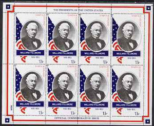 Staffa 1982 Presidents of the United States #13 Millard Fillmore perf sheetlet containing 8 x 13p values unmounted mint