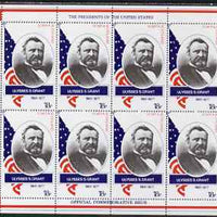 Staffa 1982 Presidents of the United States #18 Ulysses S Grant perf sheetlet containing 8 x 18p values unmounted mint