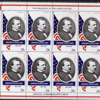 Staffa 1982 Presidents of the United States #24 Grover Cleveland perf sheetlet containing 8 x 24p values unmounted mint