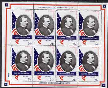 Staffa 1982 Presidents of the United States #24 Grover Cleveland perf sheetlet containing 8 x 24p values unmounted mint