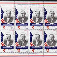 Staffa 1982 Presidents of the United States #28 Woodrow Wilson perf sheetlet containing 8 x 28p values unmounted mint