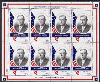 Staffa 1982 Presidents of the United States #28 Woodrow Wilson perf sheetlet containing 8 x 28p values unmounted mint