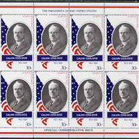 Staffa 1982 Presidents of the United States #30 Calvin Coolidge perf sheetlet containing 8 x 30p values unmounted mint