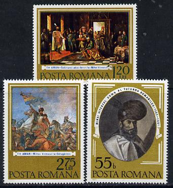 Rumania 1975 375th Anniversary of Political Union (Paintings) set of 3, Mi 3277-79 unmounted mint