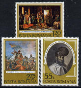 Rumania 1975 375th Anniversary of Political Union (Paintings) set of 3, Mi 3277-79 unmounted mint