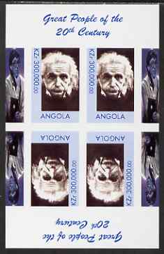 Angola 1999 Great People of the 20th Century - Albert Einstein (portrait) imperf sheetlet of 4 (2 tete-beche pairs with the Bill Gates in margin) unmounted mint. Note this item is privately produced and is offered purely on its thematic appeal