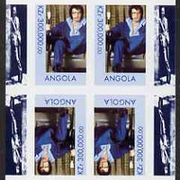 Angola 1999 Great People of the 20th Century - Elvis #1 imperf sheetlet of 4 (2 tete-beche pairs with Sinatra in margins) unmounted mint. Note this item is privately produced and is offered purely on its thematic appeal
