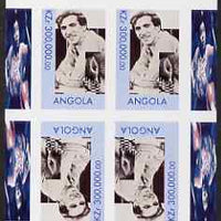 Angola 1999 Great People of the 20th Century - Bobby Fischer imperf sheetlet of 4 (2 tete-beche pairs) unmounted mint. Note this item is privately produced and is offered purely on its thematic appeal