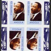Angola 1999 Great People of the 20th Century - Martin Luther King imperf sheetlet containing 4 values (2 tete-beche pairs) unmounted mint. Note this item is privately produced and is offered purely on its thematic appeal (JFK in margin)