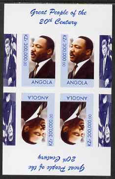 Angola 1999 Great People of the 20th Century - Martin Luther King imperf sheetlet containing 4 values (2 tete-beche pairs) unmounted mint. Note this item is privately produced and is offered purely on its thematic appeal (JFK in margin)
