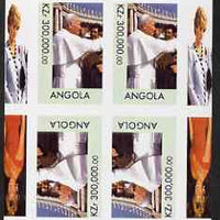 Angola 1999 Great People of the 20th Century - The Pope imperf sheetlet of 4 (2 tete-beche pairs with the Diana in margin) unmounted mint. Note this item is privately produced and is offered purely on its thematic appeal