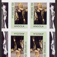 Angola 1999 Great People of the 20th Century - Marilyn Monroe imperf sheetlet containing 4 values (2 tete-beche pairs with Elvis in margin) unmounted mint. Note this item is privately produced and is offered purely on its thematic appeal