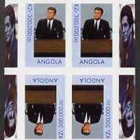 Angola 1999 Great People of the 20th Century - John Kennedy imperf sheetlet of 4 (2 tete-beche pairs) unmounted mint. Note this item is privately produced and is offered purely on its thematic appeal