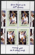 Angola 1999 Great People of the 20th Century - Princess Diana with Harry & William perf sheetlet containing 4 values (2 tete-beche pairs with the Pope in margin) unmounted mint