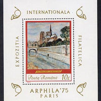 Rumania 1975 'Arphila 75' Stamp Exhibition (Painting of Bridge over the Seine) m/sheet unmounted mint, Mi BL 120