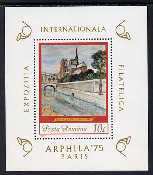 Rumania 1975 'Arphila 75' Stamp Exhibition (Painting of Bridge over the Seine) m/sheet unmounted mint, Mi BL 120