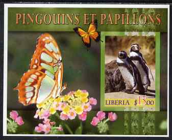 Liberia 2006 Penguins & Butterflies #4 imperf m/sheet unmounted mint