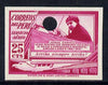 Peru 1937 Pictorial 25c (Jorge Chavez - Aviator) imperf colour proof in magenta with Waterlow & Sons security punch hole unmounted mint (as SG 627)