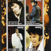 Ivory Coast 2003 Elvis Presley #3 perf sheetlet containing 4 values, unmounted mint