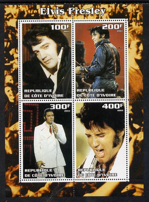 Ivory Coast 2003 Elvis Presley #3 perf sheetlet containing 4 values, unmounted mint