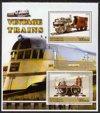 Somalia 2005 Vintage Trains #3 perf sheetlet containing 2 values unmounted mint